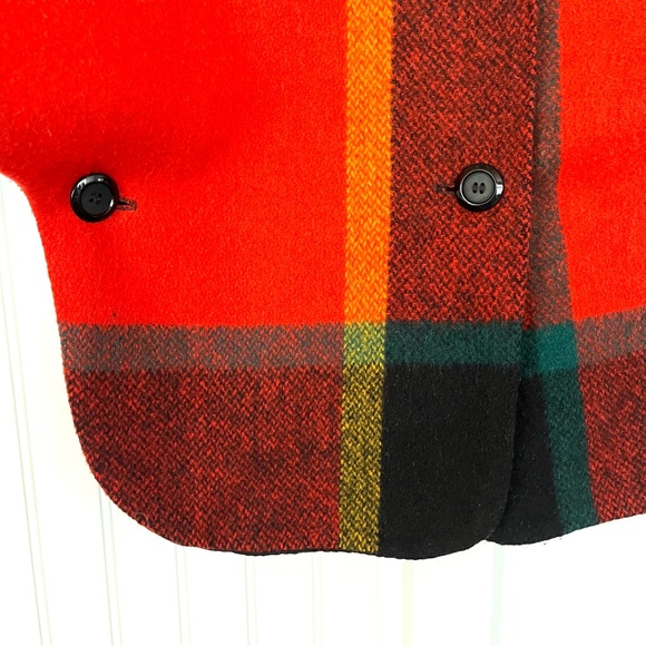 Vintage 70s 80s Rainbow Colorful Plaid Poncho Jacket Medium Short Soft Buttons - Picture 5 of 13